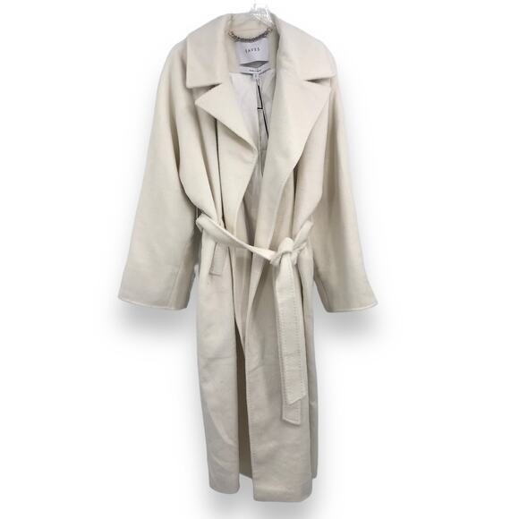EAVES The Jacintha Faux Fur Coat L Womens Tie Waist Belt Open Front Longline NWD